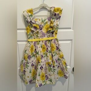 Rare Editions Size 5 Yellow Purple Dress Floral spring Easter